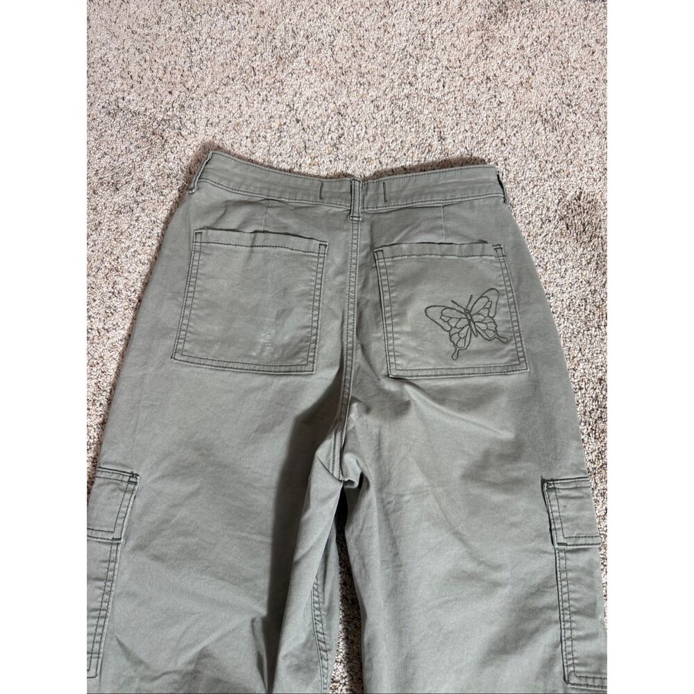 Hollister Y2K Ultra High-Rise Dad Pants Green‎ Butterfly Cargo Pants Size 27 - Picture 6 of 9